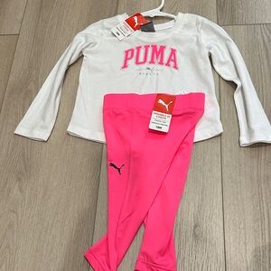 Puma Kids Pajama Set - White and Bright Pink